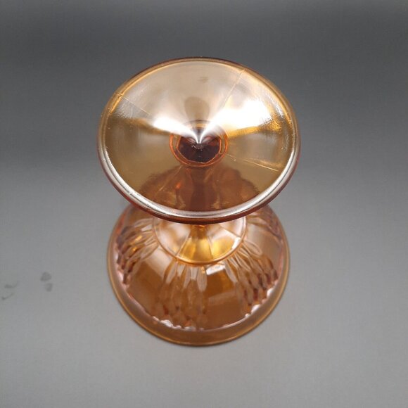 Vintage Amber Indiana Glass Compote Candy Pedestal Dish Bowl Honey Comb Gold - Picture 5 of 5